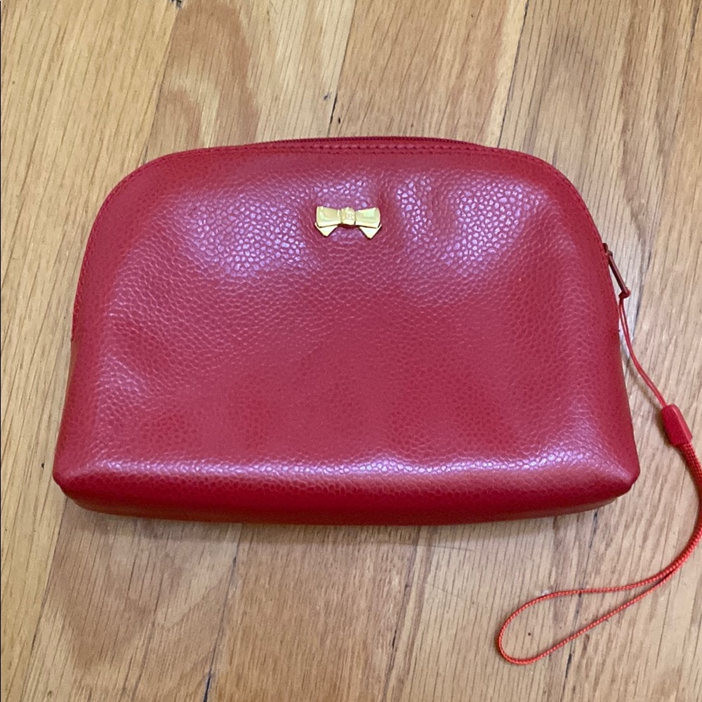 - Nina Ricci Pouch Gold Bow Red Leather